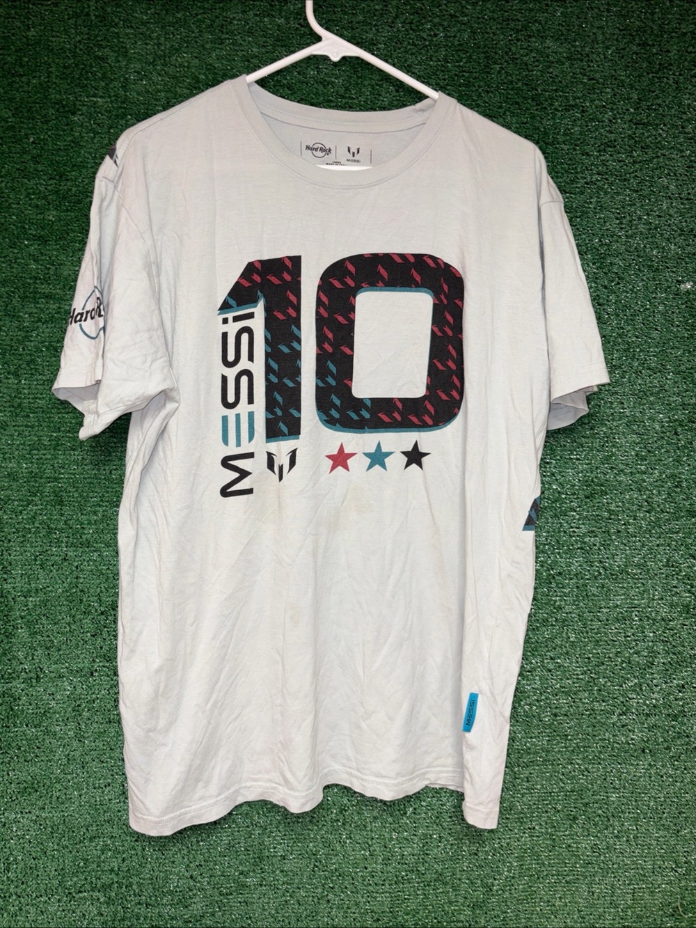 Lionel Messi 10 T-Shirt Men's Large Gray Graphic Soccer World Cup